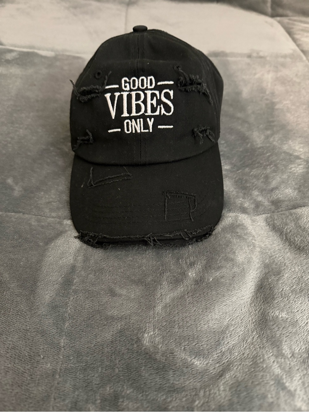 Good Vibes Only Distressed Black Baseball Cap